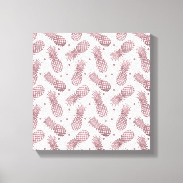 Rose Gold Dots Pineapples Canvas Print (Front)