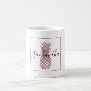 Rose Gold Dots Pineapples Coffee Mug