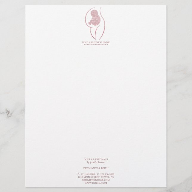 Rose Gold Doula & Birth Custom Letterhead (Front)