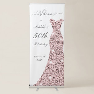 Rose Gold Dress 50th Birthday Party Retractable Banner
