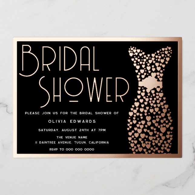 Rose Gold Dress Black Bridal Shower (Front)