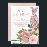 Rose Gold Dress Blush Pink Flowers 21st Birthday Invitation<br><div class="desc">Rose Gold Dress Blush Pink Flowers 21st Birthday Invitation

See matching collection in Niche and Nest Store

Many thanks</div>