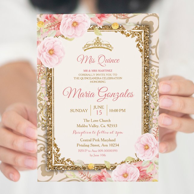 Rose Gold Dress Charra Mis Quince Invitation (Creator Uploaded)