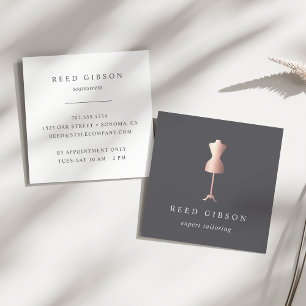 Rose Gold Dress Form   Seamstress Tailor Designer Square Business Card