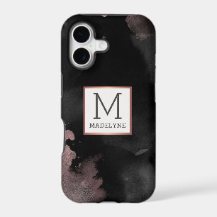 Rose Gold Drip Black Girly Monogram Name
