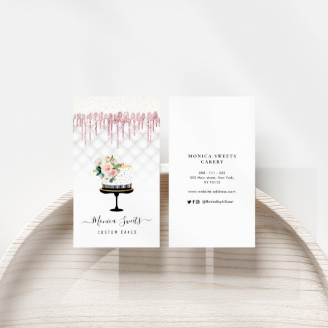 rose gold drip custom cakes business card (Creator Uploaded)