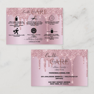 Rose Gold Dripping Glitter Candle Care Business Ca Business Card