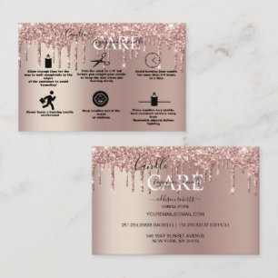 Rose Gold Dripping Glitter Candle Care   Business Card