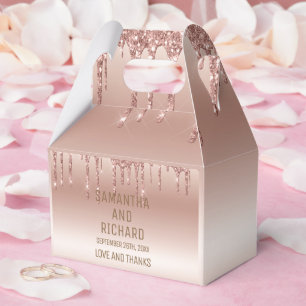 Rose Gold Dripping Glitter Metallic Shine Favour Box