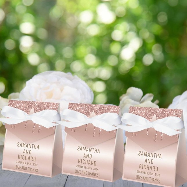 Rose Gold Dripping Glitter Metallic Shine Favour Box (Creator Uploaded)