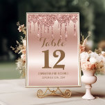 Rose Gold Dripping Glitter Metallic Shine Table Number<br><div class="desc">Rose Gold Dripping Glitter Metallic Shine</div>