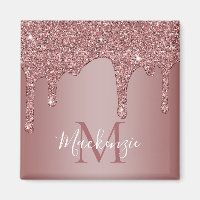 Rose Gold Dripping Glitter Monogram