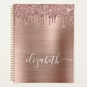 Rose Gold Dripping Glitter Personalised Planner