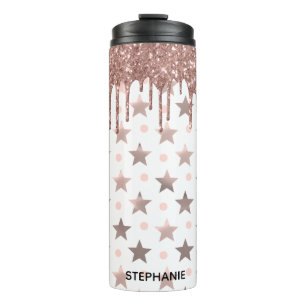 Rose Gold Dripping Glitter Thermal Tumbler