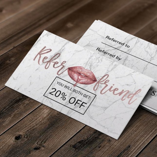 Rose Gold Dripping Lips Makeup Artist Referral Card (Creator Uploaded)