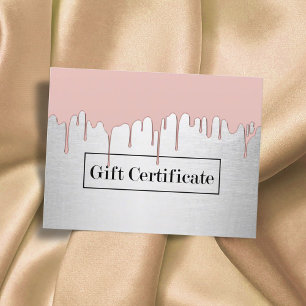 Rose Gold Dripping Modern Salon Gift Certificate Postcard