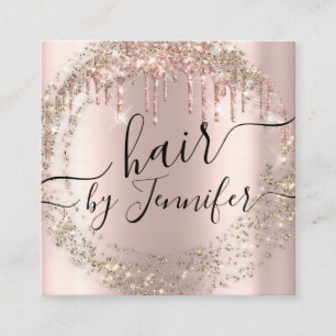 Rose Gold Drips 6 Punches Hair Lash Wax Makeup Square Business Card
