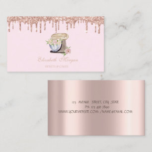  Rose Gold Drips Bakery Mixer Flowers Business Card