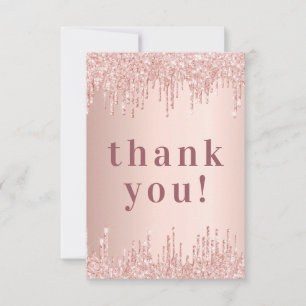 Rose gold drips birthday thank you card