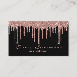 Rose Gold Drips Black Elegant Unique Custom Business Card
