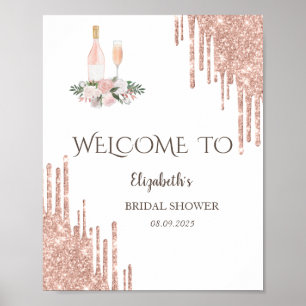 Rose Gold Drips Brunch & Bubbly Bridal Shower Poster