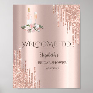 Rose Gold Drips Brunch & Bubbly Bridal Shower Poster
