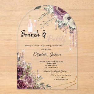 Rose Gold Drips Floral Bridal Shower Acrylic Invitations