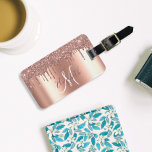 Rose Gold Drips Glitter Metal Monogram Luggage Tag<br><div class="desc">This design may be personalised in the area provided by changing the photo and/or text. Or it can be customised by clicking Personalise this Template and then choosing the click to customise further option and delete or change the colour of the background, add text, change the text colour or style,...</div>