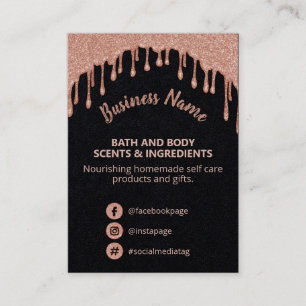 Rose Gold Drips Homemade Bath Body Ingredient List Business Card