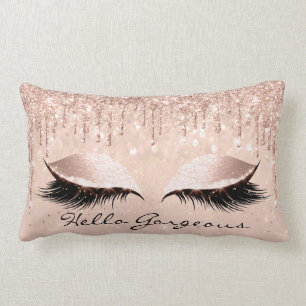 Rose Gold Drips Makeup Lashes Hello Gorgeous Spark Lumbar Cushion