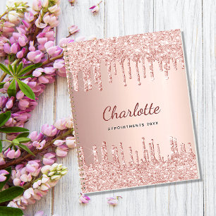 Rose gold drips monogram name 2025 planner