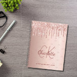 Rose gold drips monogram script 2025 planner<br><div class="desc">A  rose gold background with elegant rose gold drips,  paint dripping look.  Personalise and add your monogram initials,  name and a title/year 20xx (or any year)  Your monogram initials as a pattern on the background.</div>