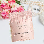 Rose gold drips pink name signature 2025 planner<br><div class="desc">A rose gold metallic looking background with faux rose gold drips,  paint dripping  look. Personalize and your name , title or text and a year. The signature is written with a modern hand lettered style script.</div>