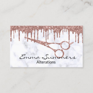 Rose Gold Drips Scissors Alterations Sewing Business Card