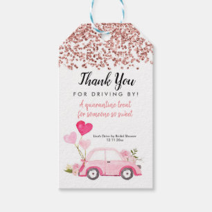 Rose Gold Drive by Bridal Shower Thank You Tag
