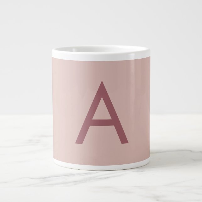 Rose Gold Dust Modern Monogram Initial Letter Large Coffee Mug (Front)