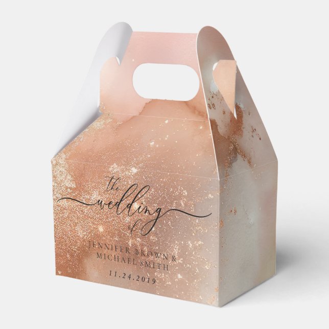 Rose Gold Dust Watercolor Gift Favour Box (Front Side)