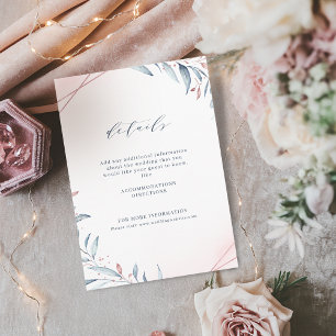 Rose Gold Dusty Blue Greenery Geometric Wedding Enclosure Card