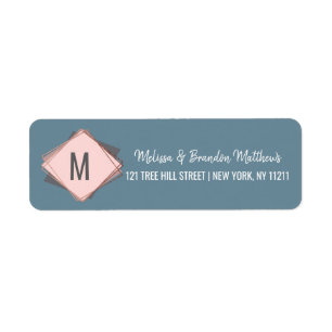 Rose Gold Dusty Blue Mauve Geometric Address