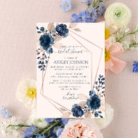 Rose Gold Dusty Pink Navy Floral Bridal Shower