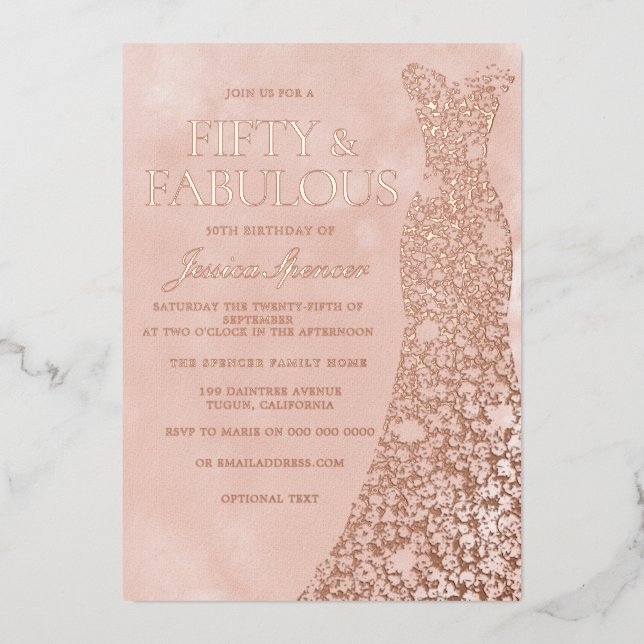 Rose Gold, Dusty Rose & Blush Dress 50th Birthday  (Front)