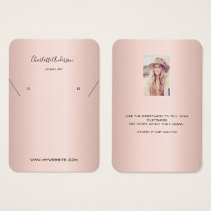 Rose gold earrings jewellery photo display card