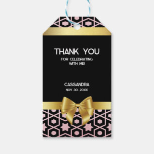 Rose Gold Egypt Geometric Gold Bow Birthday Gift Tags