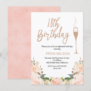 Rose Gold Eighteenth Birthday Invitation
