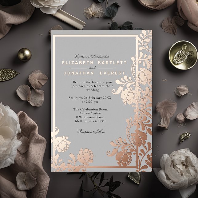 Rose Gold Elegance on Grey Modern  (Creator Uploaded)