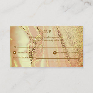Rose Gold Elegant Alcohol Ink Wedding RSVP Ca Card