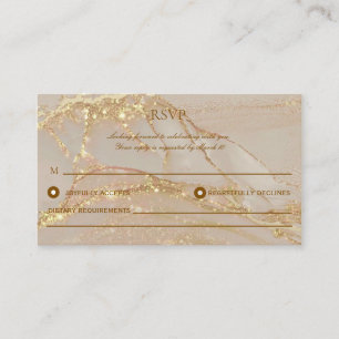 Rose Gold Elegant Alcohol Ink Wedding RSVP Ca Card