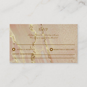 Rose Gold Elegant Alcohol Ink Wedding RSVP Ca Card