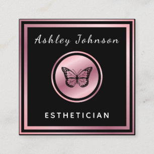 Rose Gold Elegant Butterfly Aesthetician Classic  Square Business Card