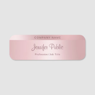 Rose Gold Elegant Calligraphed Name Script Trendy Name Tag